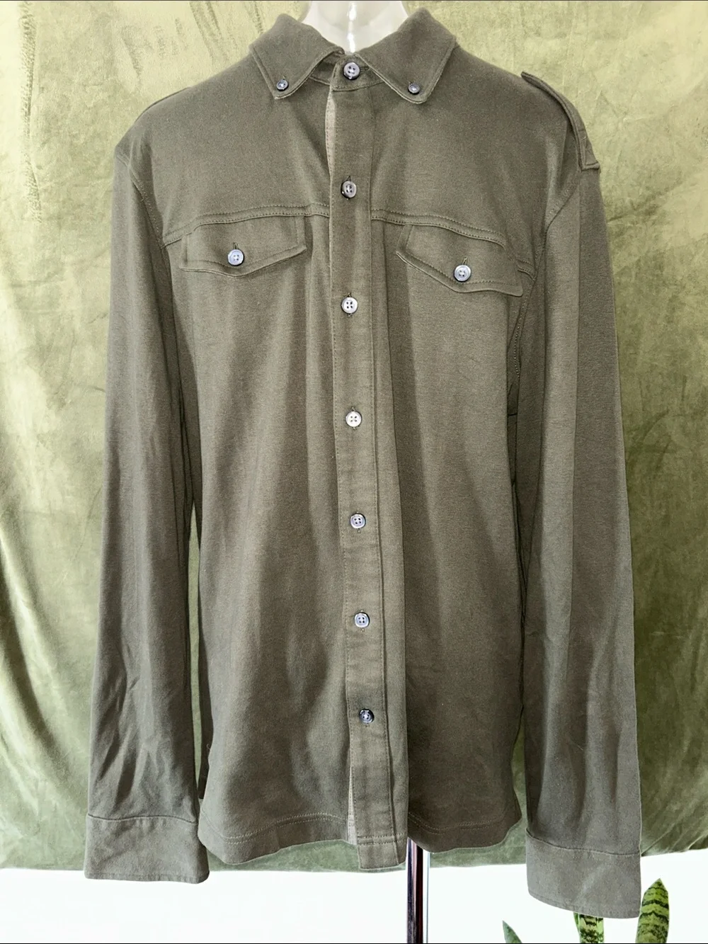 Banana Republic Olive Green Military-Style Button Shirt Jacket